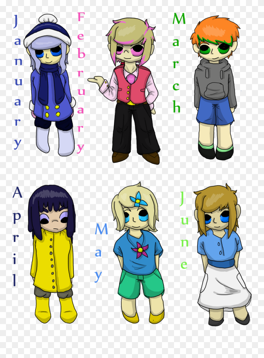 Months Humanized Part - Humanized Months Of The Year Clipart