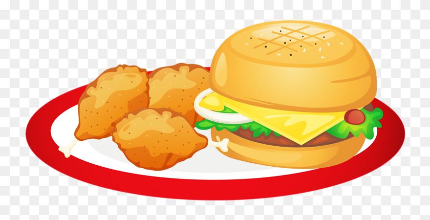 Clipart Food Junk Food - Clip Art Food On Plate - Png Download