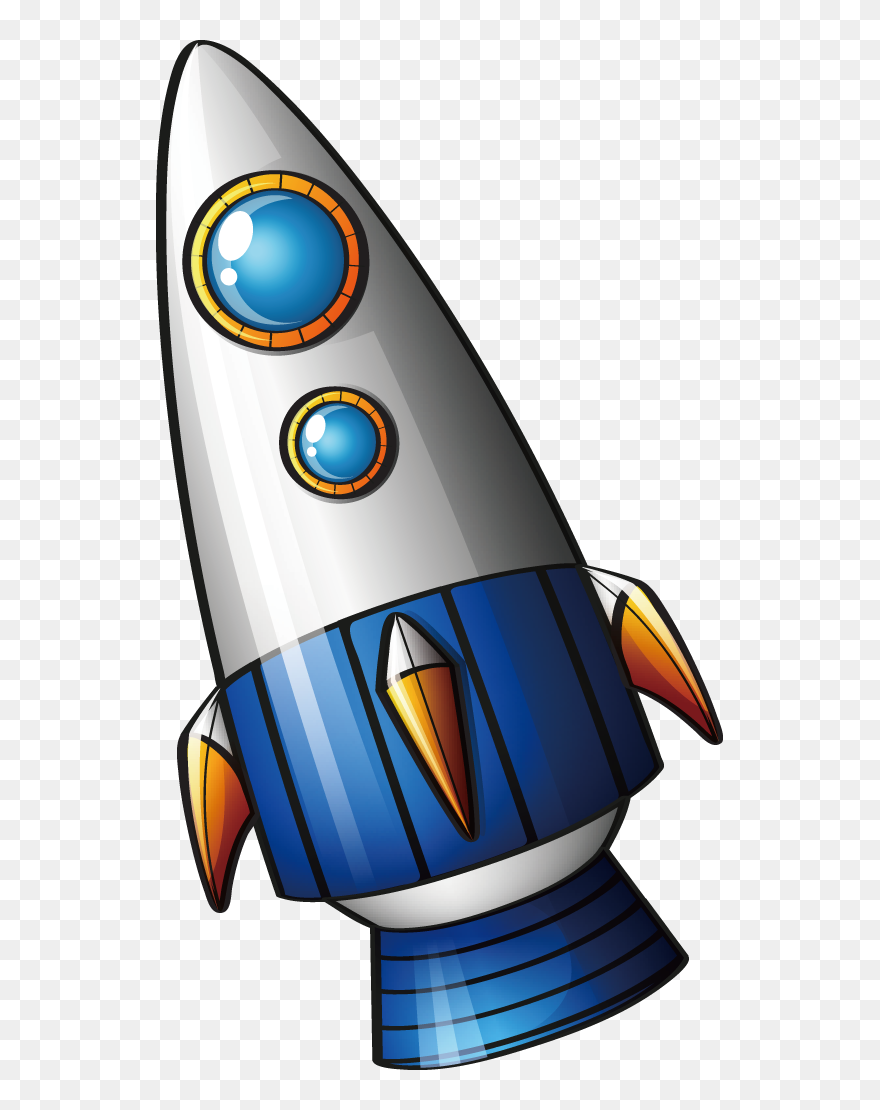 Futuristic Vector Rocket - Cartoon Spaceship Png Clipart