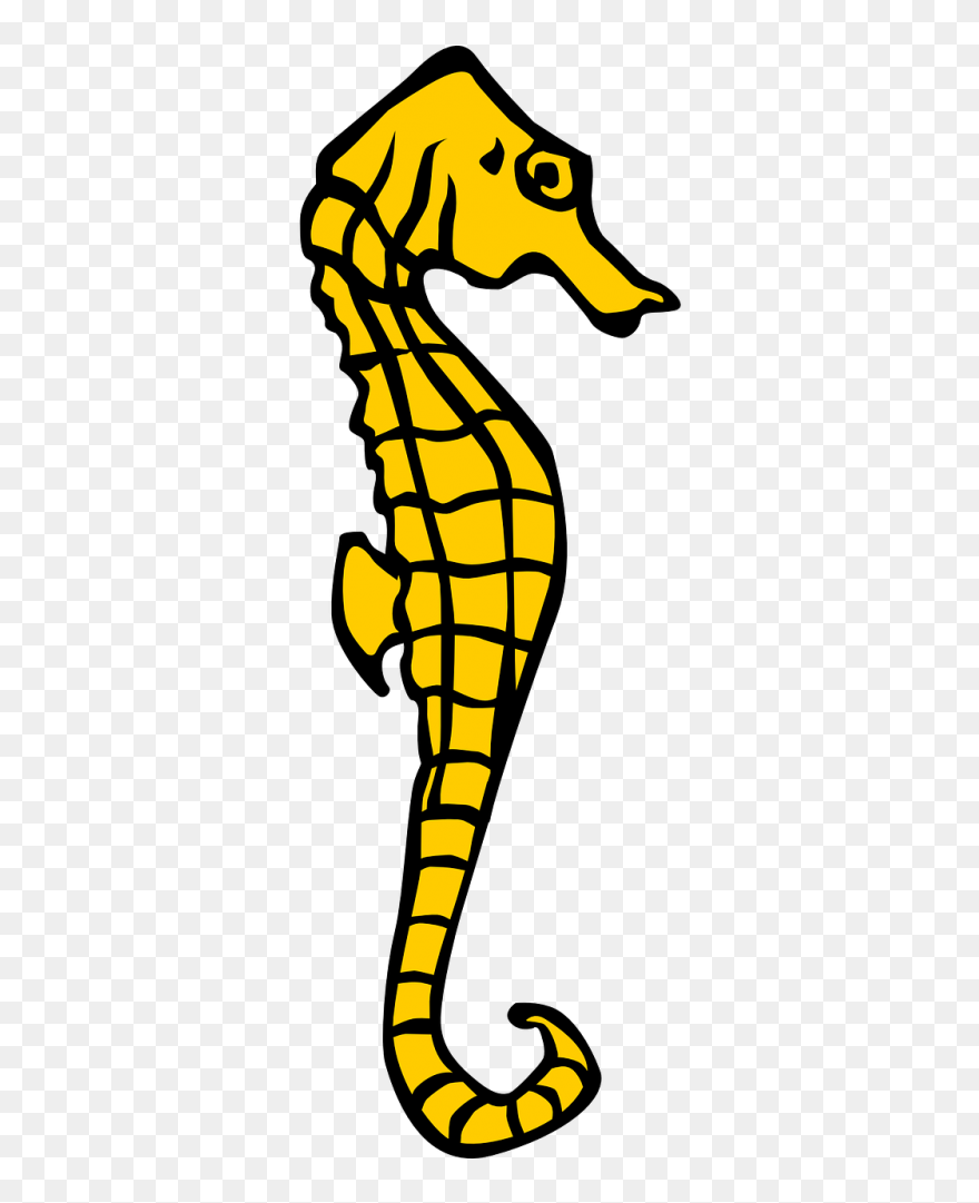 Seahorse Yellow Heraldry - Seahorse Clipart - Png Download
