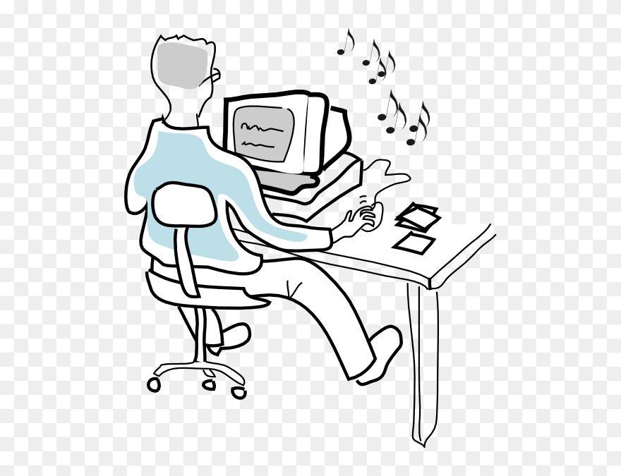Computer User Burning Music Cds Clip Art Free Vector - Clipart Listening To Music With Computer - Png Download
