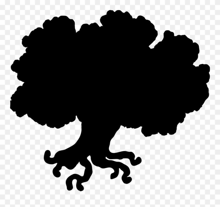 Silhouette,monochrome Photography,tree - Clipart Banyan Tree - Png Download