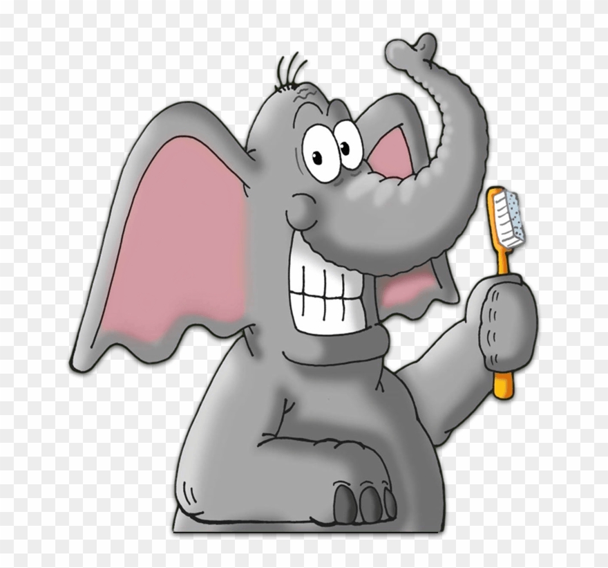 Elephant Brushing Teeth Clipart - Png Download