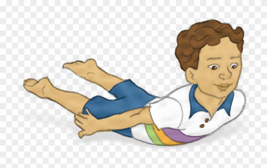 Locust Pose Pretend To Swim Near The Fairy Waterfall - Summer Yoga Poses For Kids Clipart