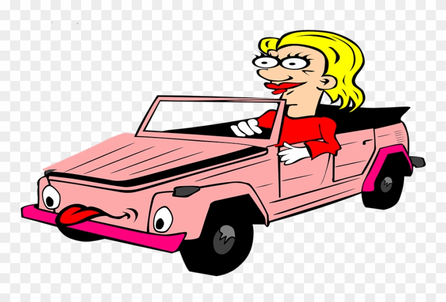 Frau Im Auto Comic Clipart 593368 Pinclipart