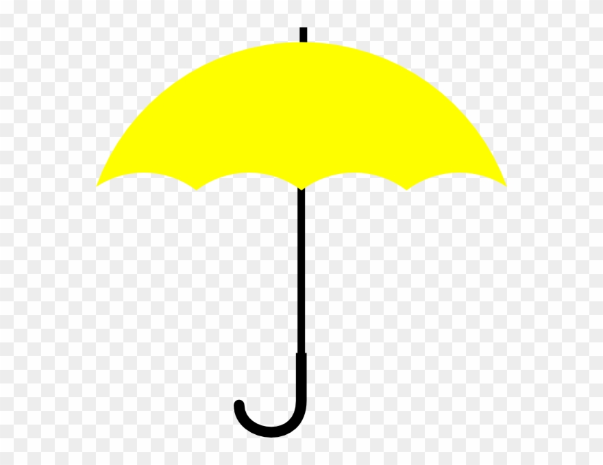 Yellow Umbrella Black Handle Clip Art At Clker Com - Illustration - Png Download