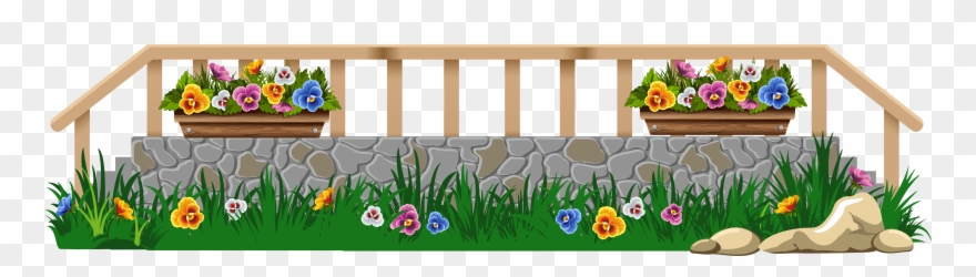 Png Royalty Free Download With Grass And Flowers Png - Flowers With Fence Clipart Transparent Png