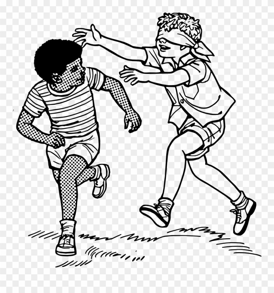 Party Free Boys Running - Hide And Seek Drawing Clipart