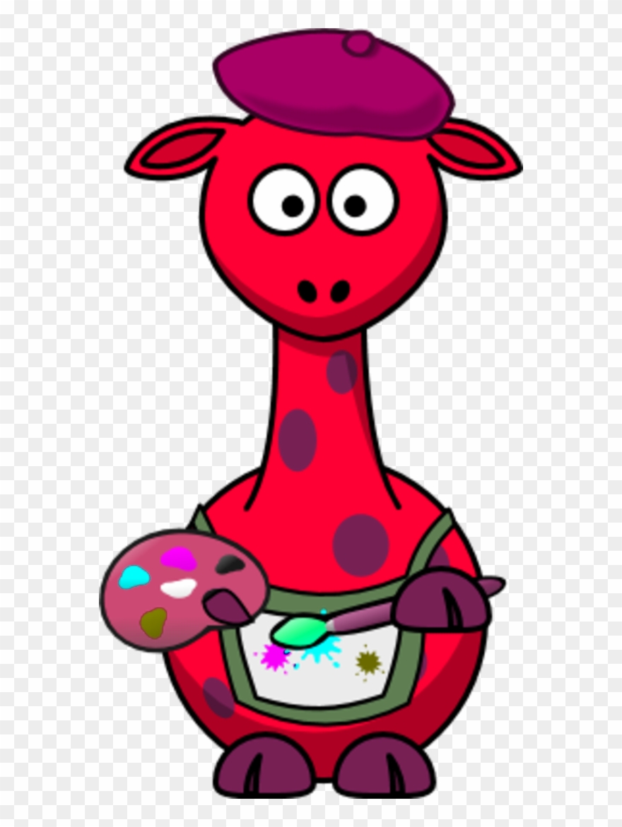 Giraffe As A Painter Artist - Brown Donkey Round Ornament Clipart