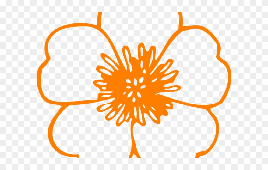 Orange Flower Clipart Buttercup - Outline Of A Poppy - Png Download