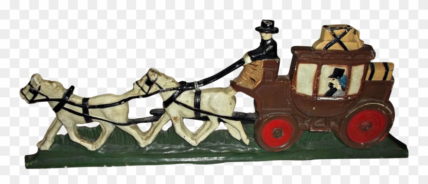 Cast Iron Door Stop Vintage Horse Drawn Carriage Painted - Doorstop Clipart