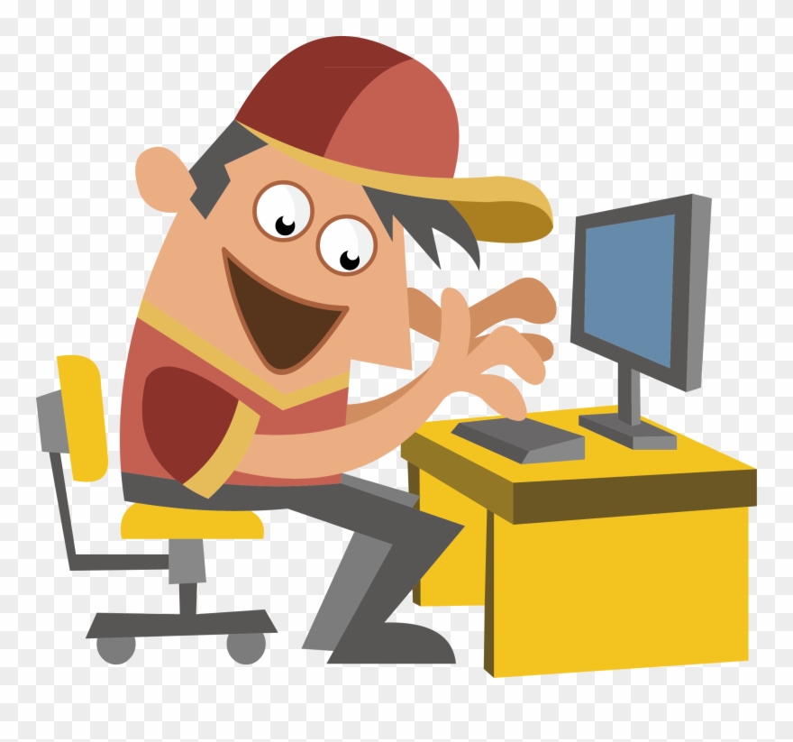 Illustrator Clip Art - Person On Computer Graphic - Png Download