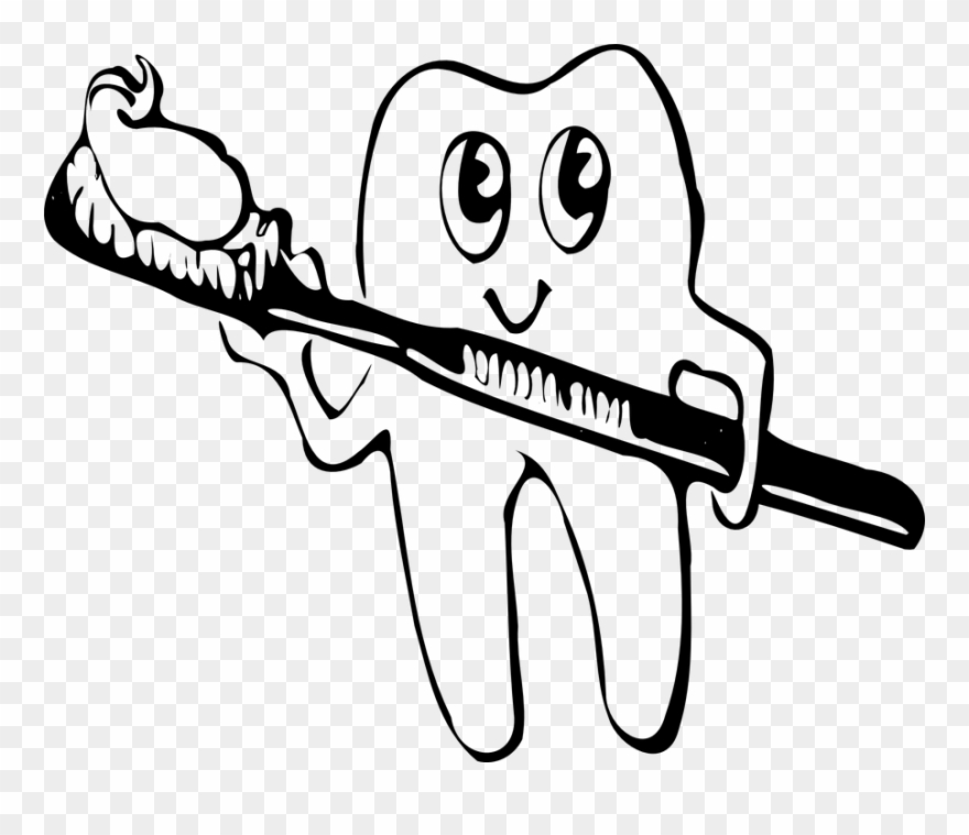 Good Oral Health Begins With Clean Teeth - Brush Teeth Clipart Black And White - Png Download