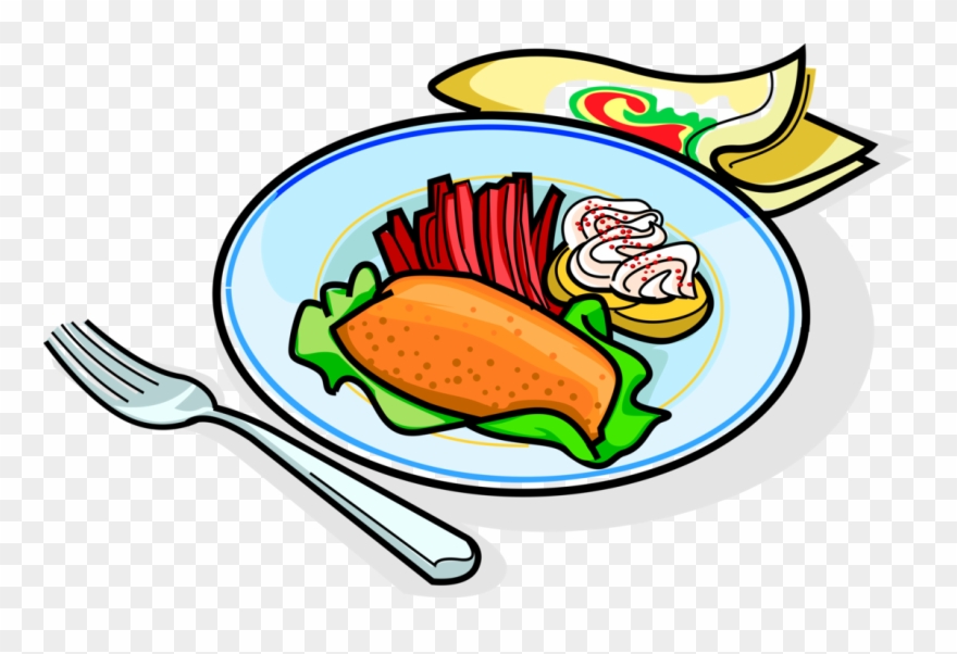 Vector Illustration Of Russian Cuisine Garnished Fried - Free Dinner Clipart - Png Download