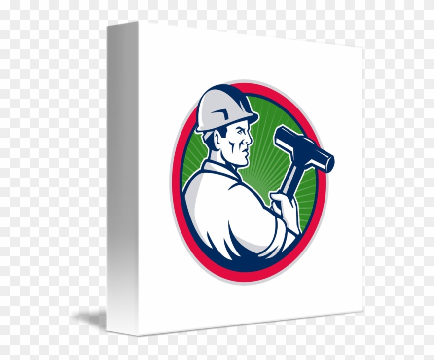 Demolition Worker Sledgehammer Circle Retro By Aloysius - Gallery-wrapped Canvas Art Print 8 X 8 Entitled Demolition Clipart