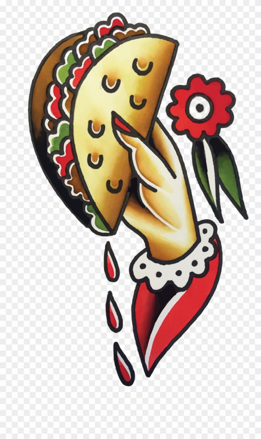 Taco To Go - American Traditional Taco Tattoo Clipart