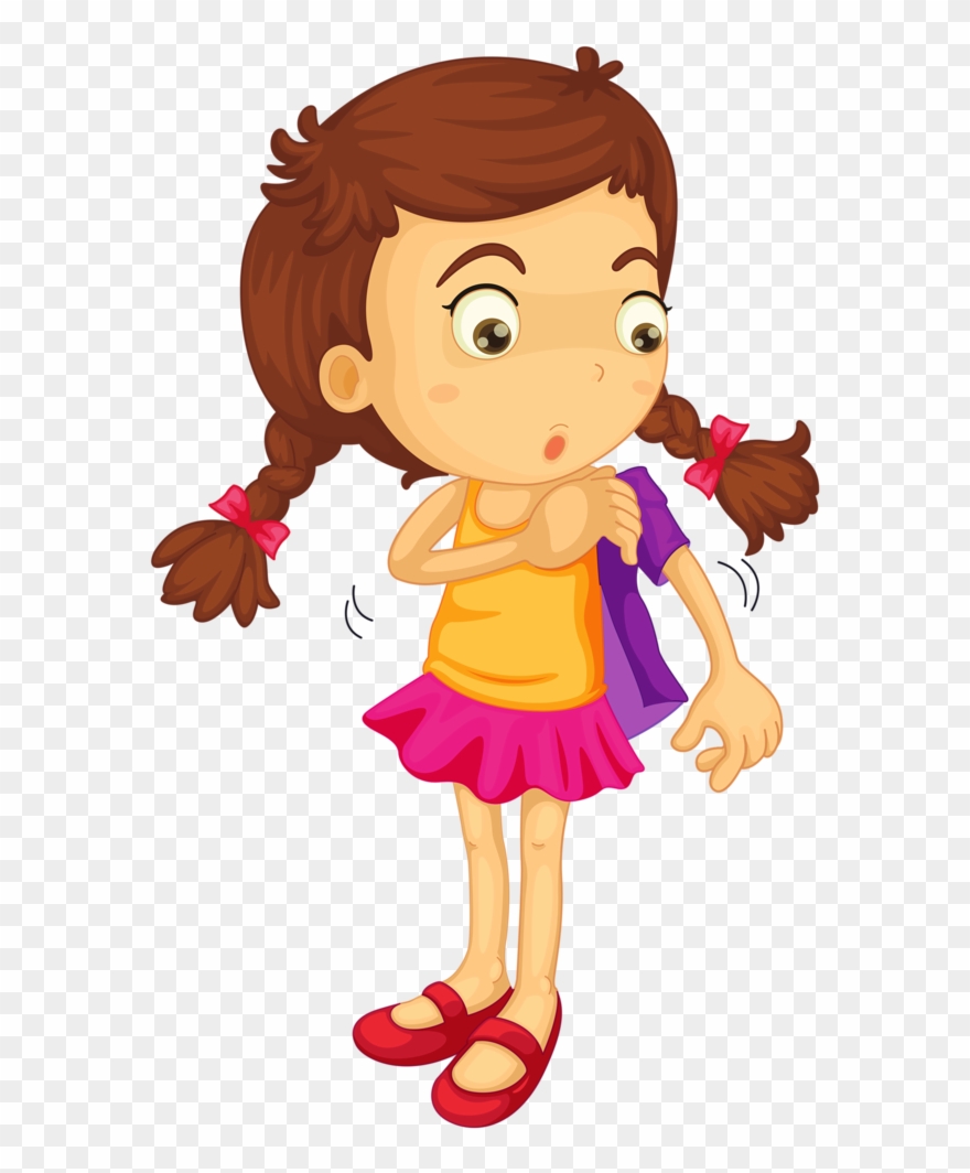 Pre K - Cartoon Girl Getting Dressed Clipart