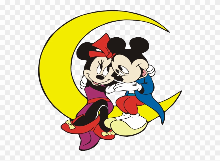 Mickey Clipart Overalls - Mickey And Minnie On The Moon - Png Download
