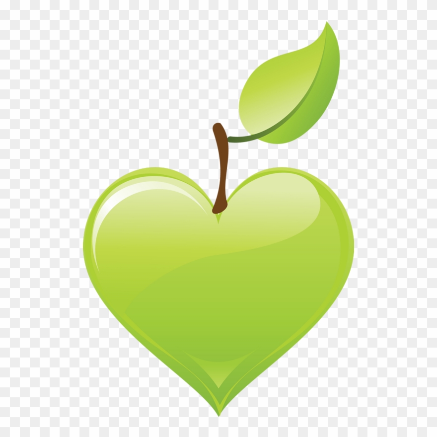 A Healthy Heart Can Give You A Good Life - Green Apple Heart Png Clipart