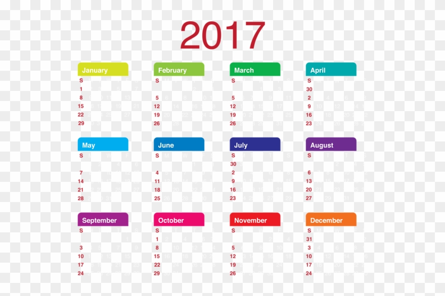 2017 Transparent Calendar Png Clipart Picture 2017 - Full Calendar 2019 Png