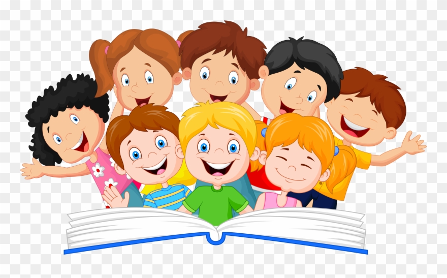 Kids Reading Clipart - Children Reading Clipart - Png Download