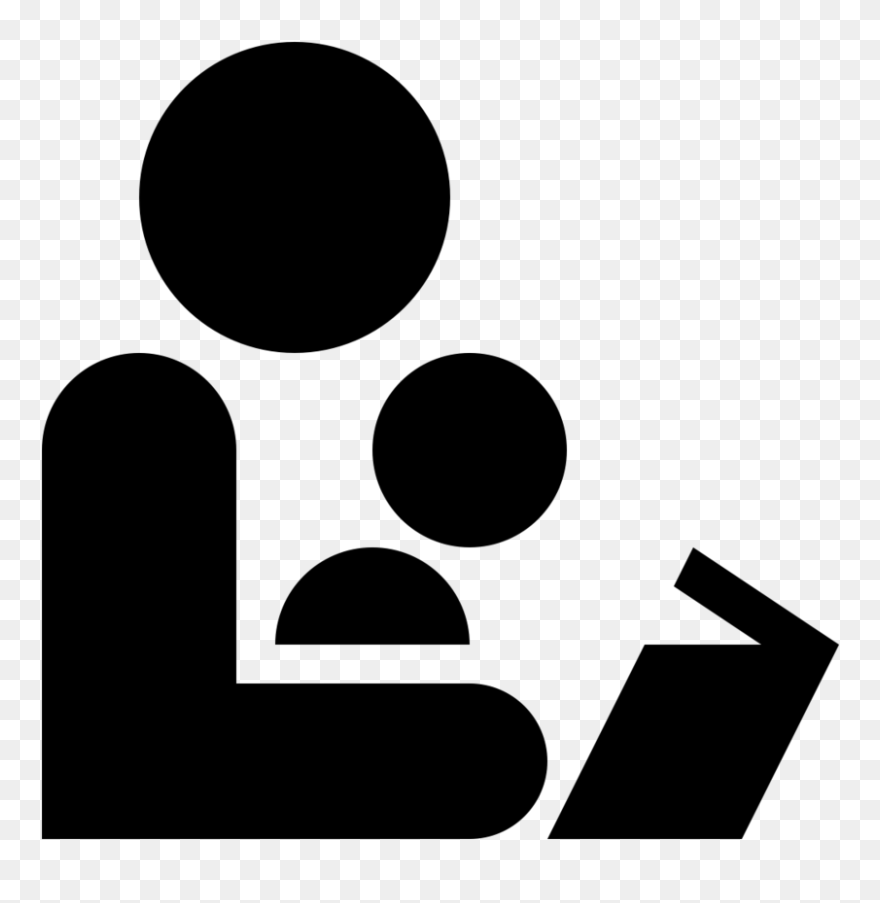Black And White Icon Of An Adult Reading To A Child - Child Reading Icon Clipart