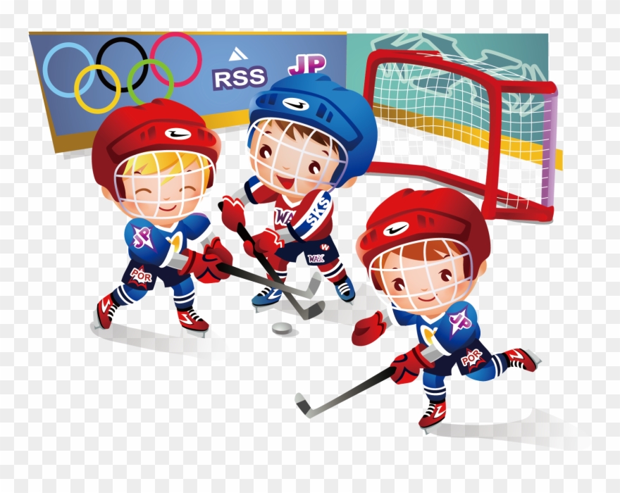 Olympic Games Clipart Child - Ice Hockey Players Cartoon - Png Download