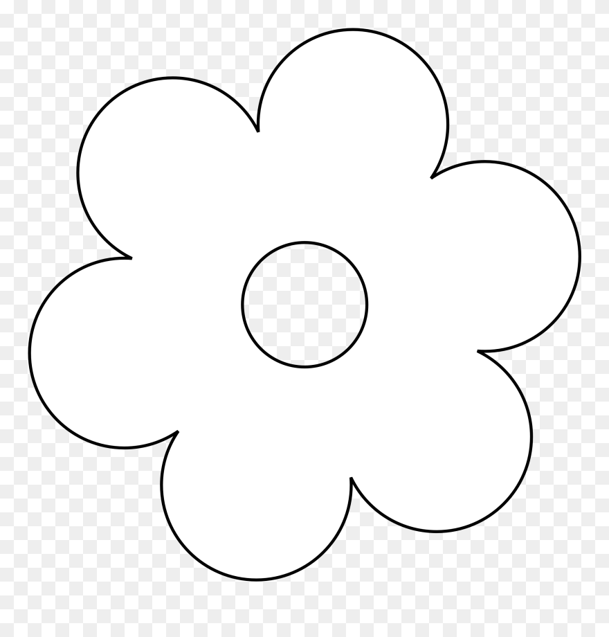 Retro Flower 6 Black White Line Art Twitter Valentine - Flower White Clip Art - Png Download