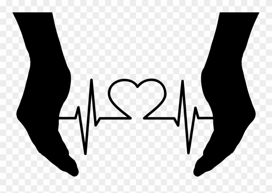 Dynamic Electrocardiography Heart Rate Pulse - Heart In Hands Silhouette Clipart