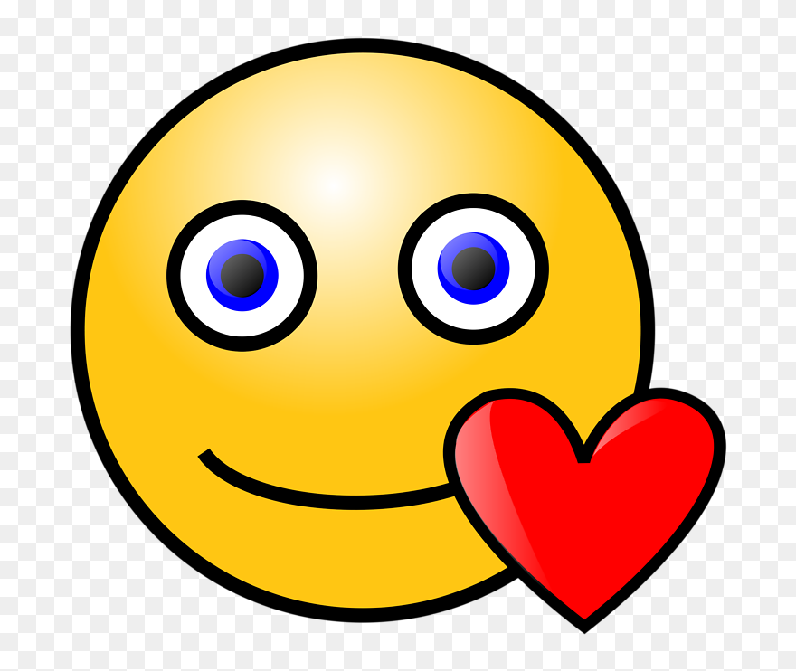 Smiley Face With Heart Clipart - Png Download