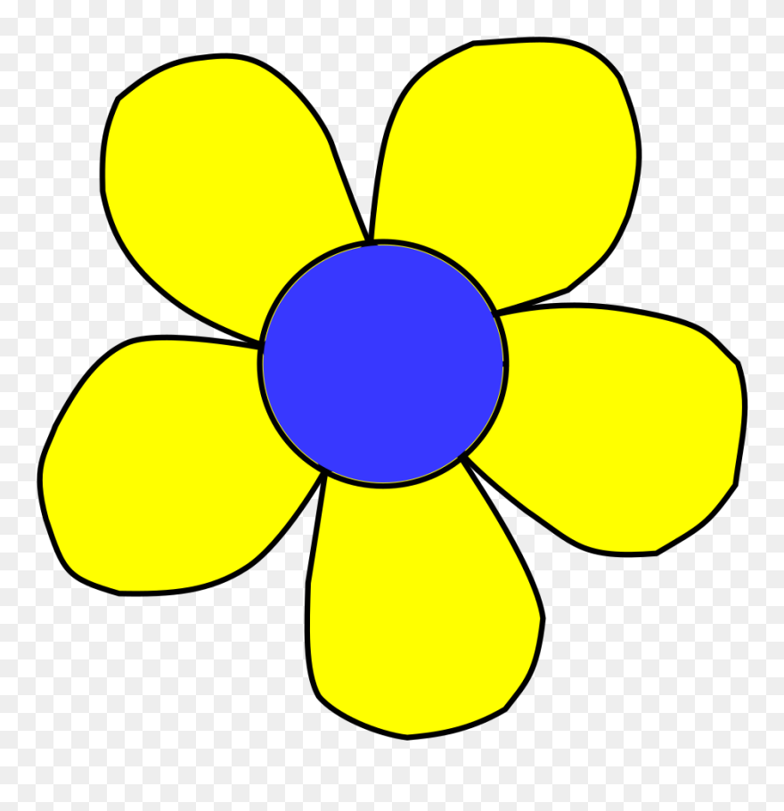 Blue Flower Clipart Flower Head - Yellow And Blue Cartoon Flower - Png Download