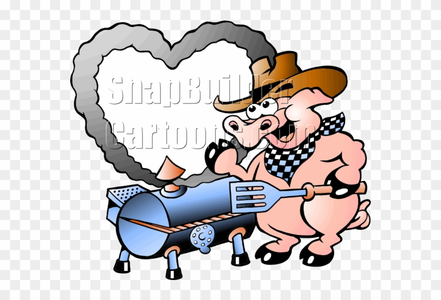 Pig Grill Smoke Blank - Cartoon Bbq Clipart