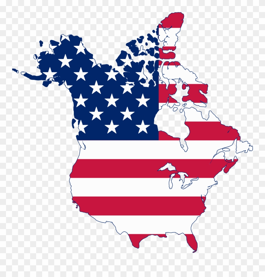 Flag Map Of Canada And United States - Usa And Canada United Clipart