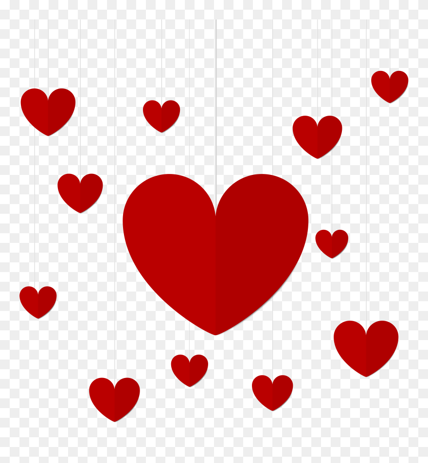 Download Hanging Love Png Clipart Heart Clip Art - Red Hearts Png Hanging Transparent Png