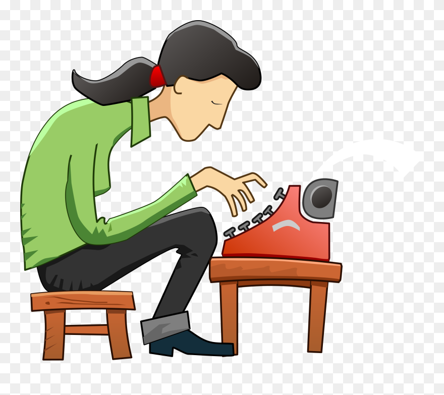 “dying Is Easy, Comedy Is Hard - Girl Using Typewriter In Clipart - Png Download