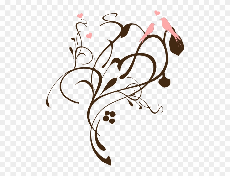 Birds On A Branch Pink And Brown Clip Art - Spilt Milk By D K Cassidy - Png Download