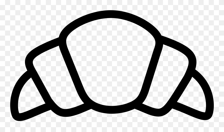 Croissant Bakery Breakfast Pastry - Black And White Croissant Clipart - Png Download