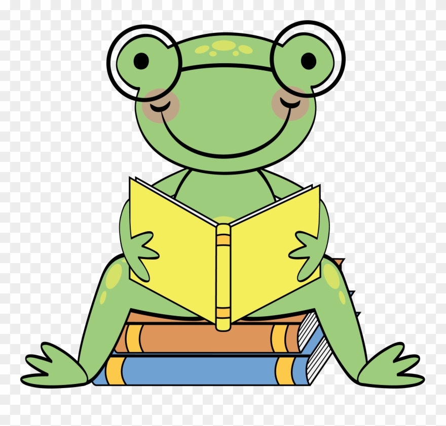 Frog Reading Clipart - Frog Reading Cartoon - Png Download