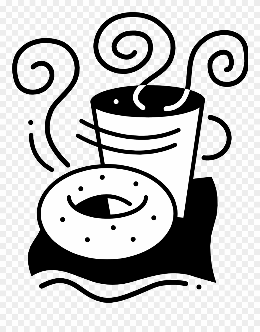 Png Royalty Free Stock Bagel Drawing Coffee Donut - Coffee And Donuts Clipart Black And White Transparent Png