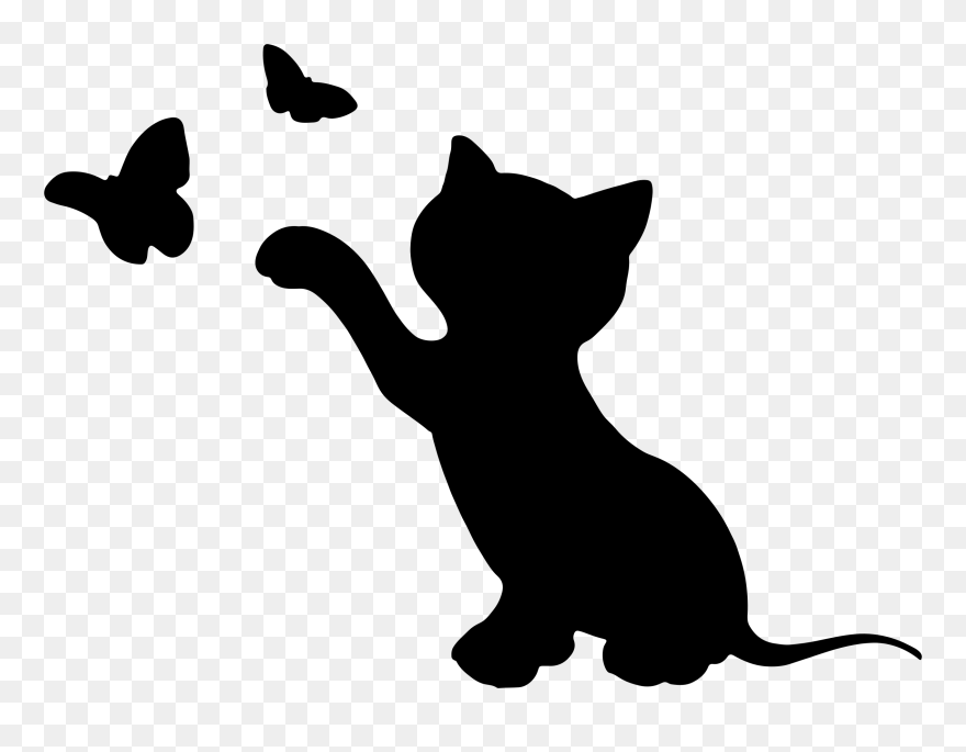 Kitten Animal Silhouettes Maine Coon Felidae - Kitten Silhouette Clipart - Png Download