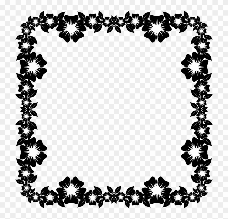 Borders And Frames Decorative Borders Picture Frames - Frames Black Flower Png Clipart