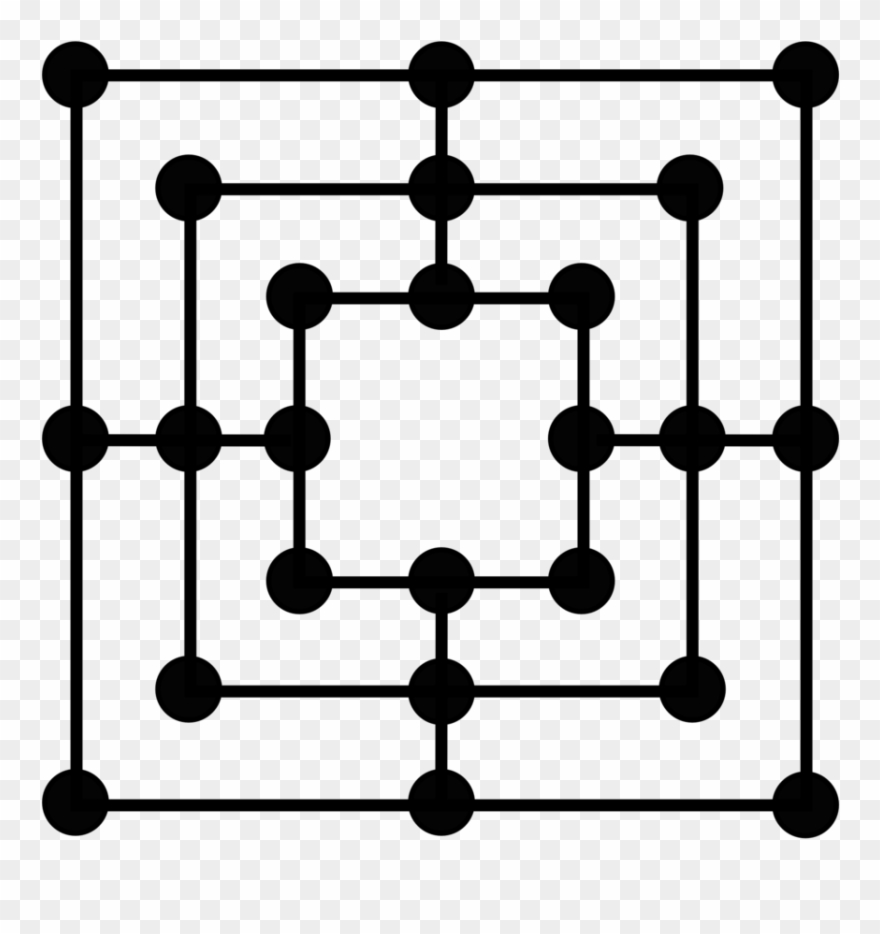 Free Vector Nine Mens Morris Game Board Clip Art - 9 Man Morris Board - Png Download
