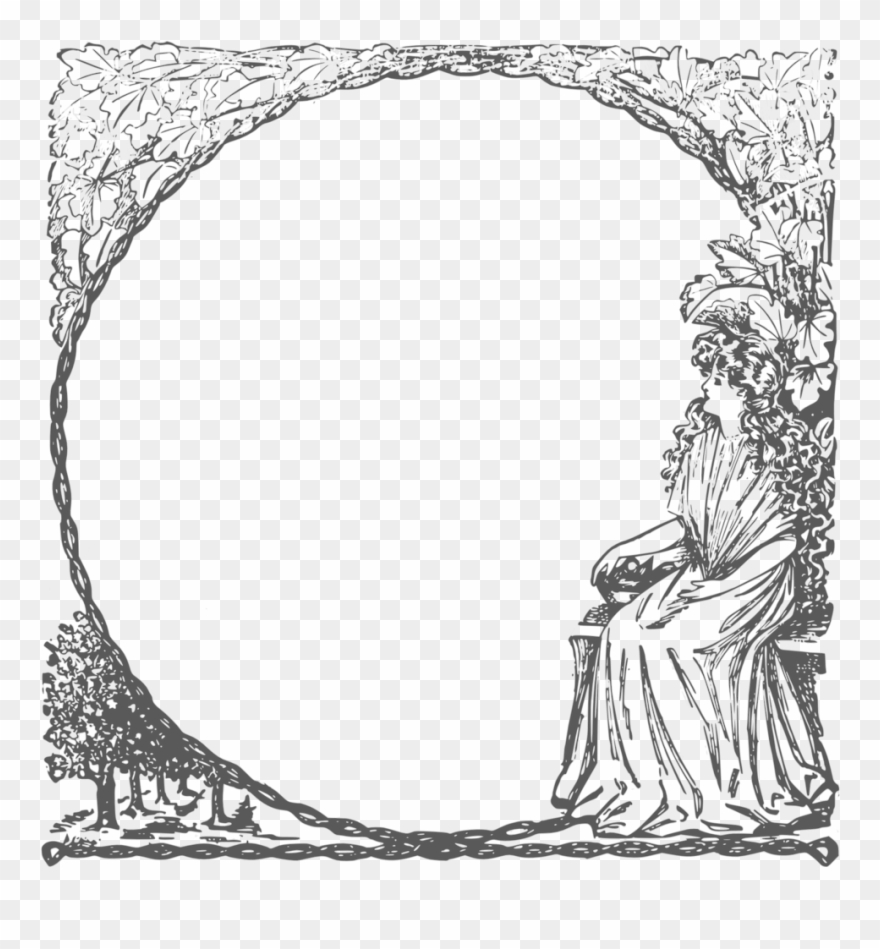 Art Nouveau Marcos Clipart Borders And Frames Clip - Art Nouveau Frame Tree - Png Download