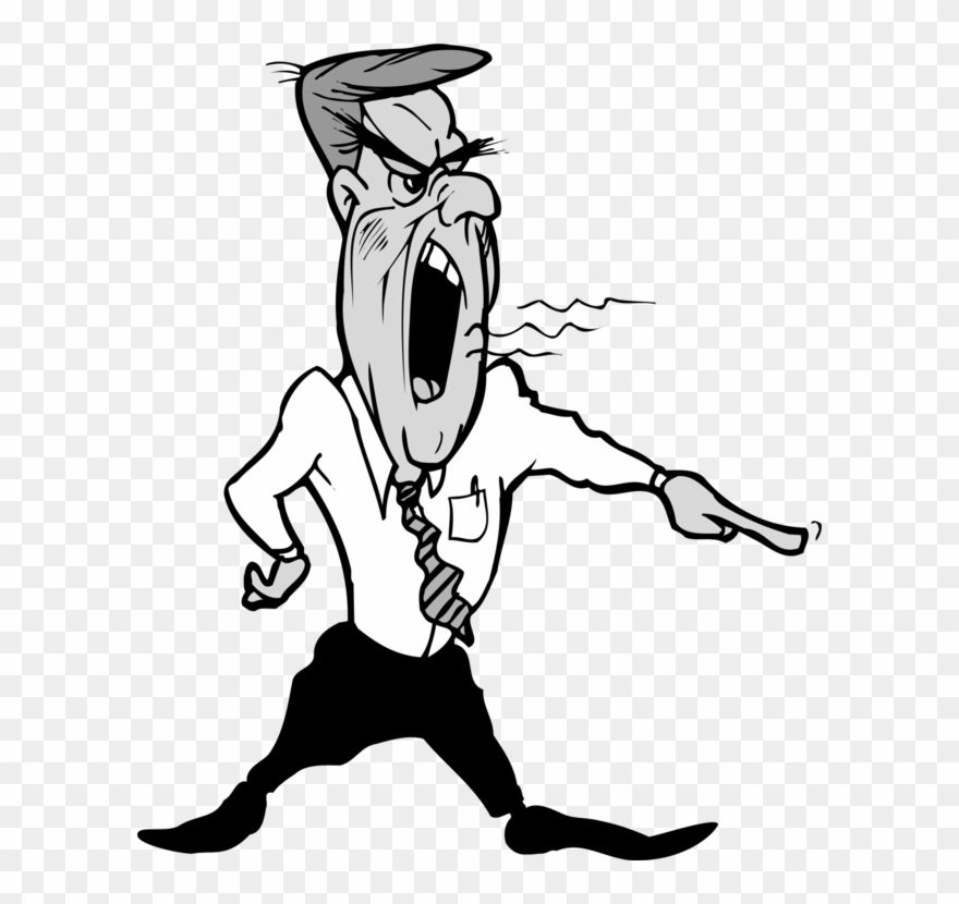 Shouting Man Line Art Person Human Behavior - Boss Clipart