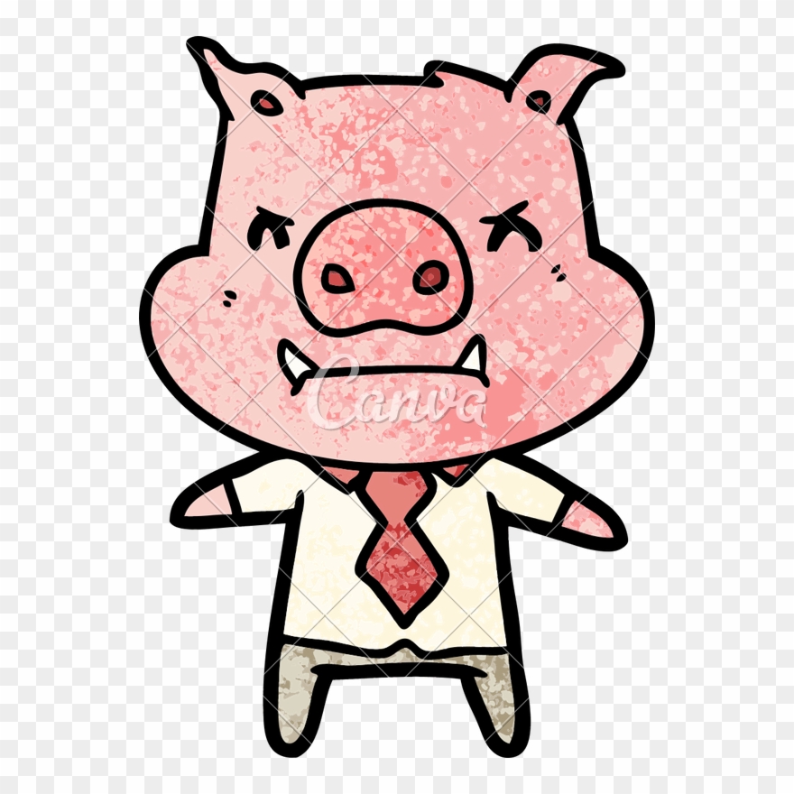 Boss Drawing Pig - Pig Kicking Cartoon Clipart