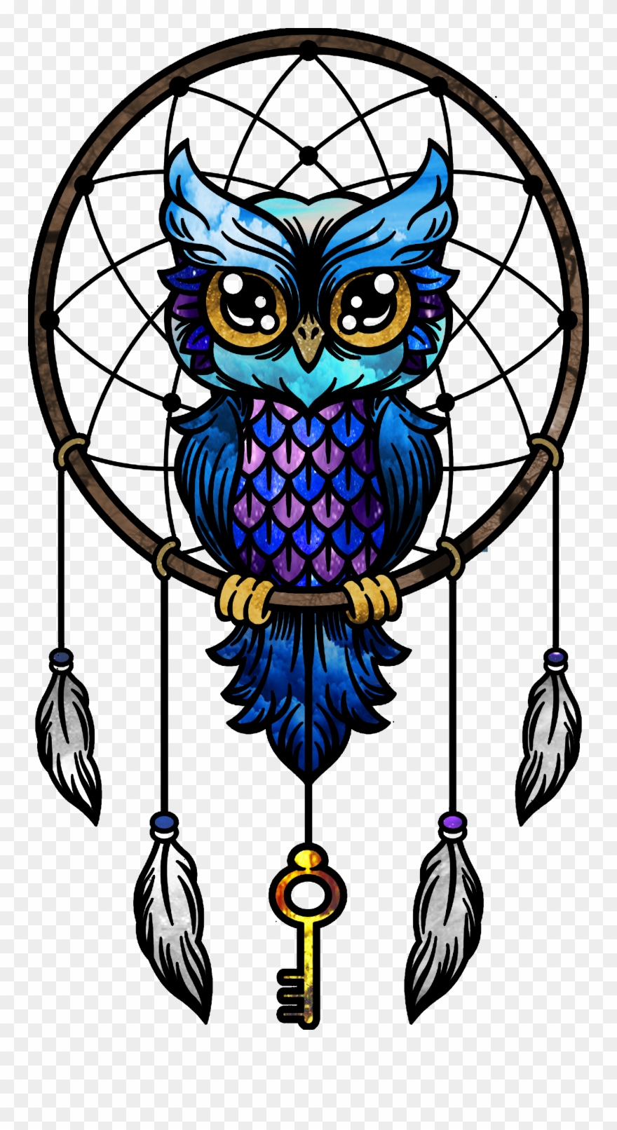 Graphic Transparent Stock Colorful Drawing Dream Catcher - Atrapasueños Con Un Buho Clipart
