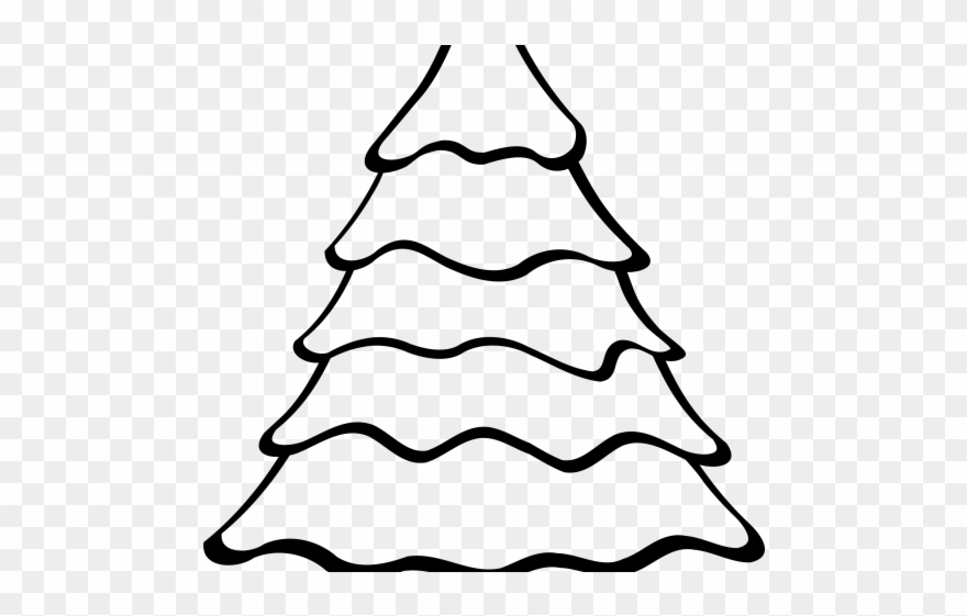 Barren Clipart Wide Tree - Xmas Tree Line Drawing - Png Download
