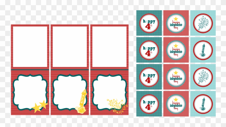 Tented Food Cards, Party Circles, Invitation, Banner - Independence Day Clipart