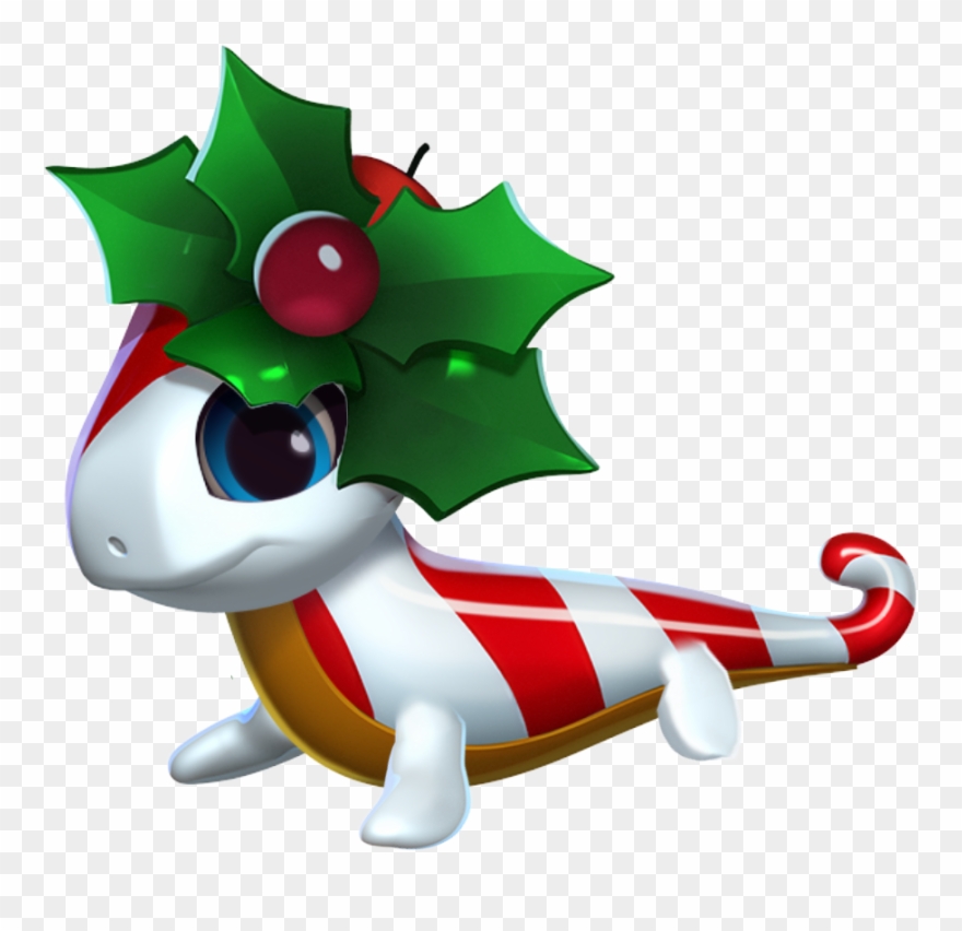 Candy Cane Dragon Baby - Dragon City Christmas Clipart