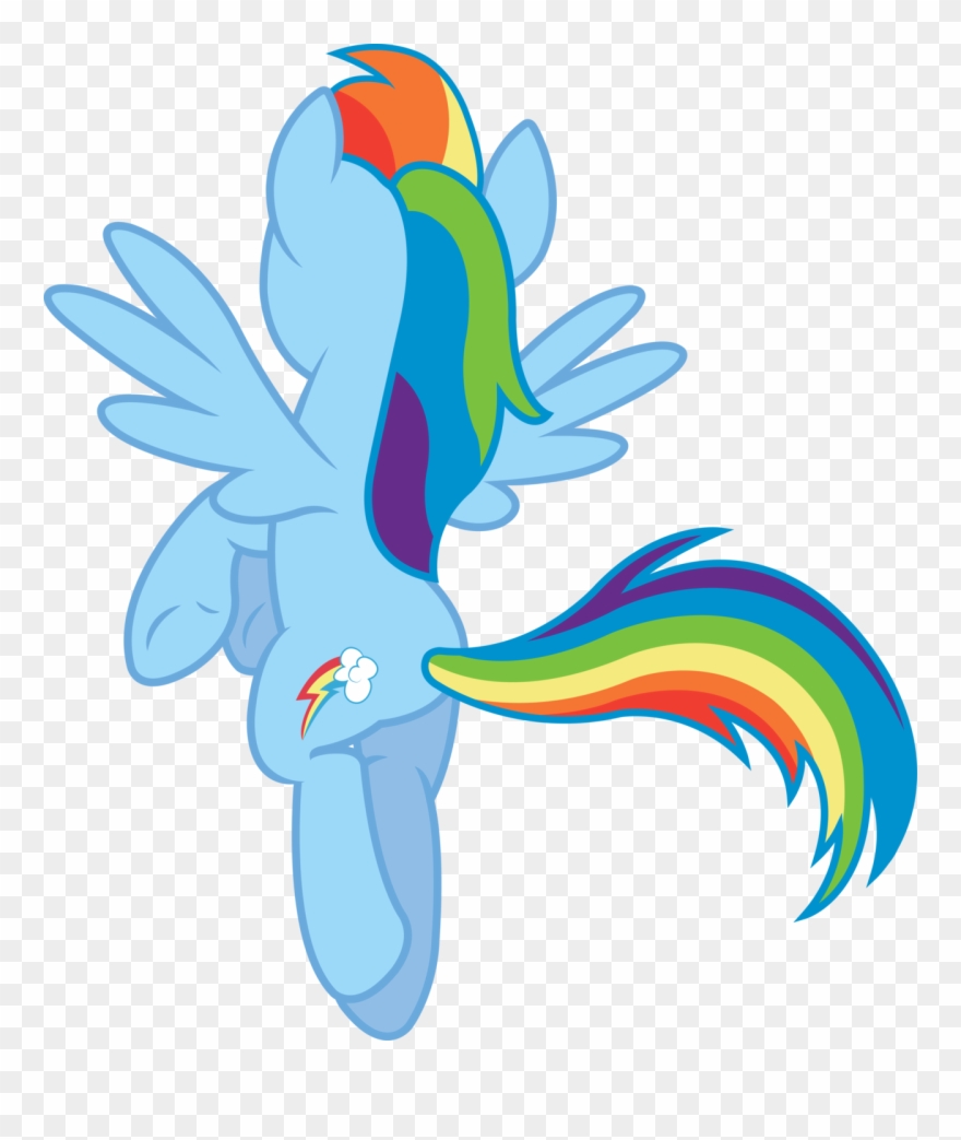 Vector Black And White - Mlp Rainbow Dash Back Clipart